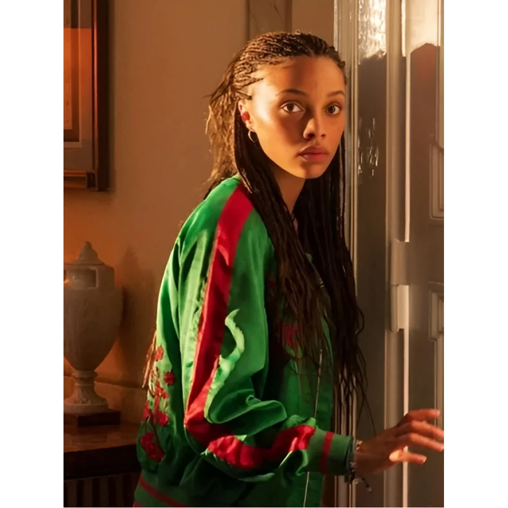 The Iris Affair Meréana Tomlinson Green Bomber Jacket
